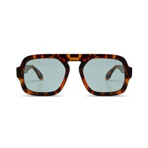 Tortoiseshell Square Women's Sunglasses with Blue Tint